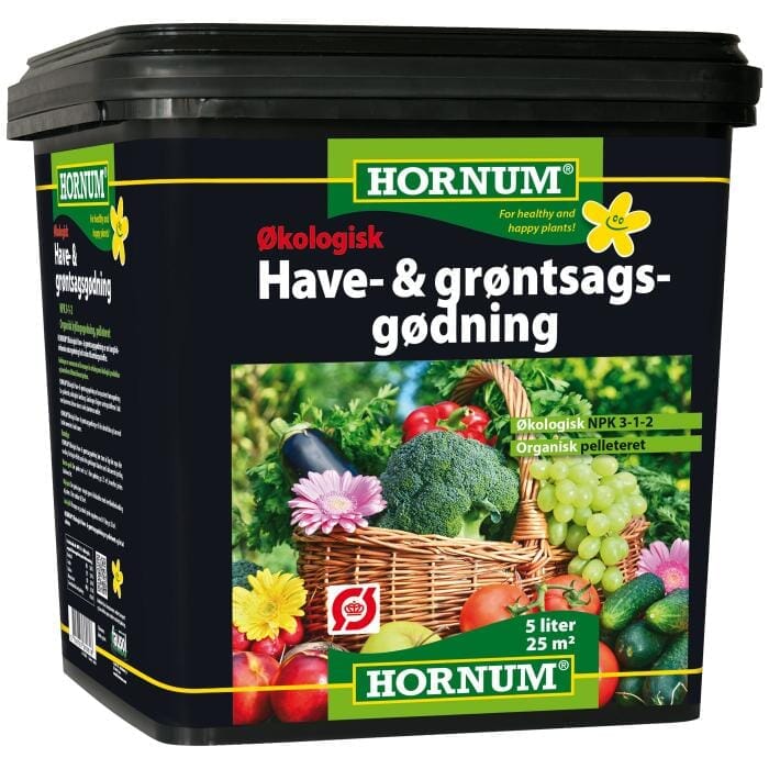 HORNUM Ekologiskt NPK3-1-2 + mikro -gödselmedel, pellets/5 L Hornum