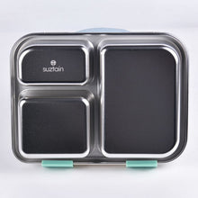 Ladda upp bild till gallerivisning, Suztain Lunchlåda i Rostfritt Stål – 3 Fack / Grön Suztain