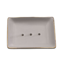 Ladda upp bild till gallerivisning, Suztain Tvålhållare - Mjukt Vit Porceläns Tvålkopp med Guldtonad Kant, 1 stk Suztain