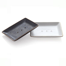 Ladda upp bild till gallerivisning, Suztain Tvålhållare - Mjukt Vit Porceläns Tvålkopp med Guldtonad Kant, 1 stk Suztain