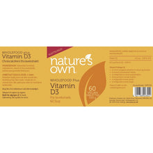 Ladda upp bild till gallerivisning, Natures Own Vitamin D3 - 60 st Natures Own