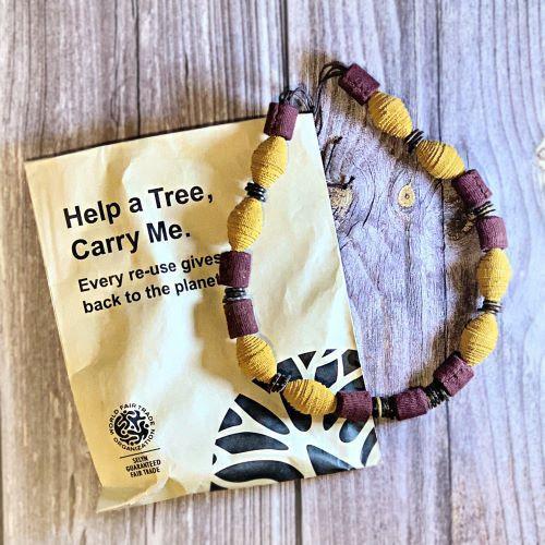 Selyn Fairtrade Fashion - AZTEC Halsband Gul/lila Selyn
