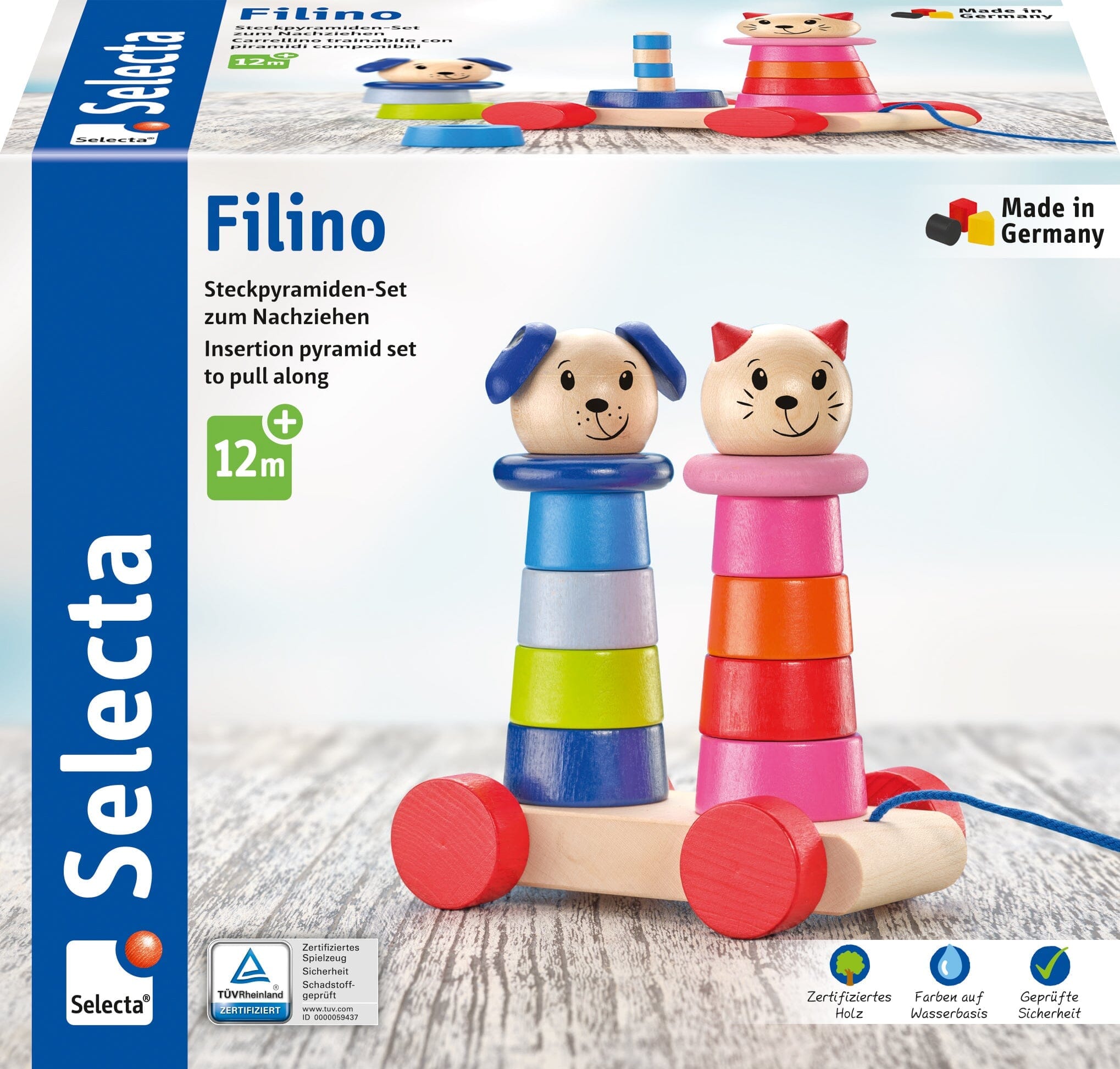 Selecta - Filino – Drag och staplingsleksak, 12m+ Selecta 