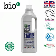 Ladda upp bild till gallerivisning, BIO-D miljövänligt flytande tvättmedel utan doft 1 liter Bio-D
