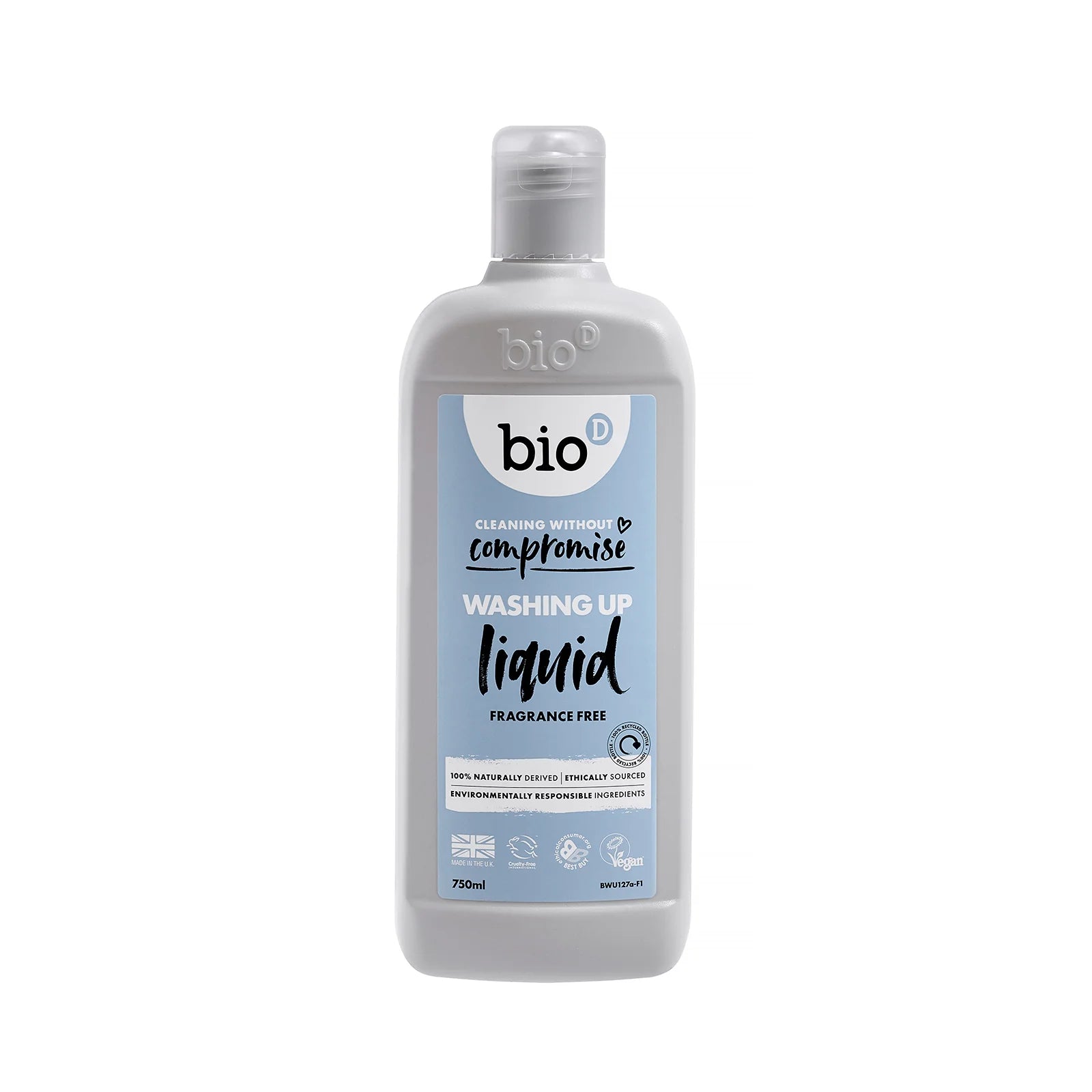 BIO-D Washing-Up Liquid - Miljövänligt Diskmedel - Utan Doft - 750ml Bio-D
