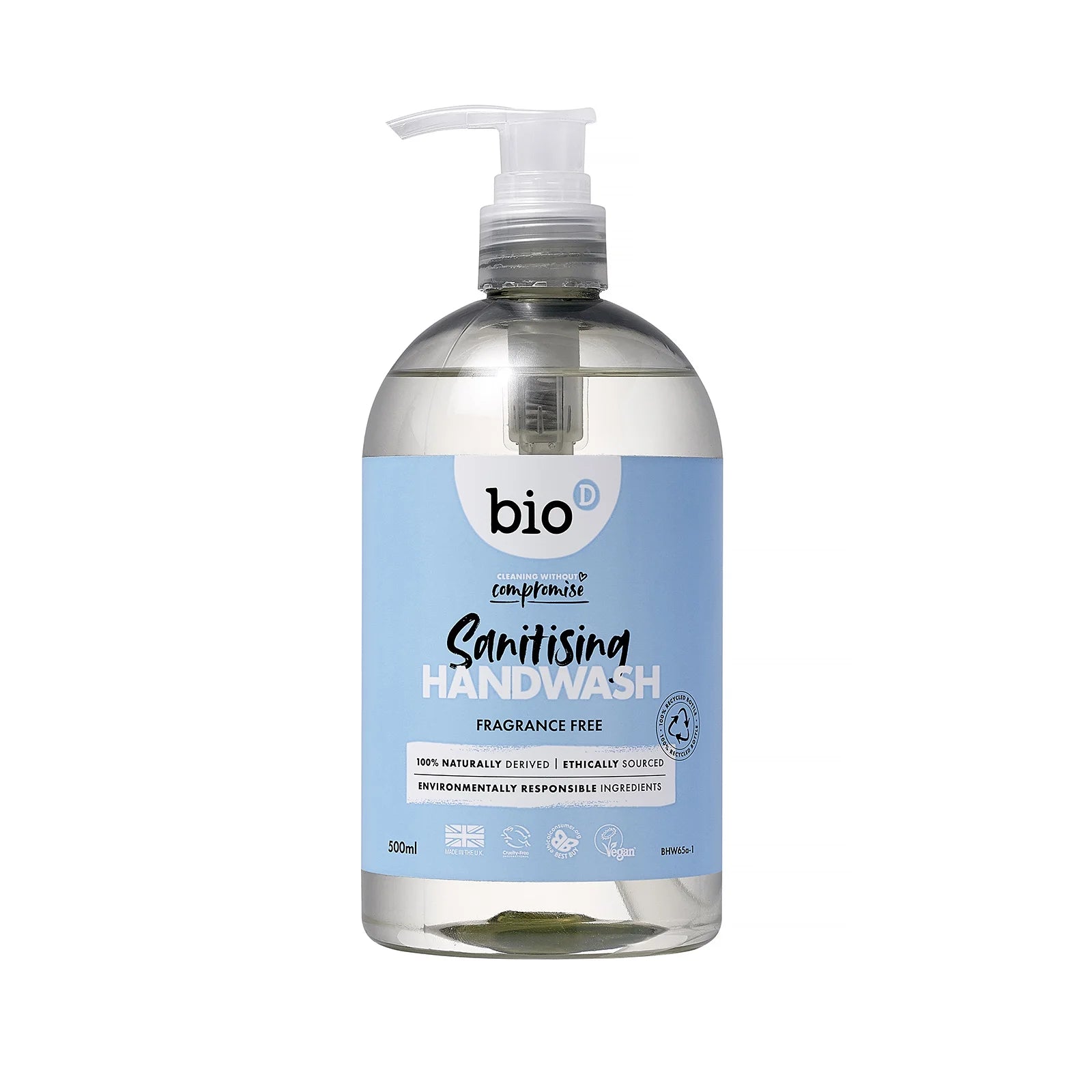 Bio-D Hand Wash - Flytande Handtvål - Utan Doft - 500ml Bio-D