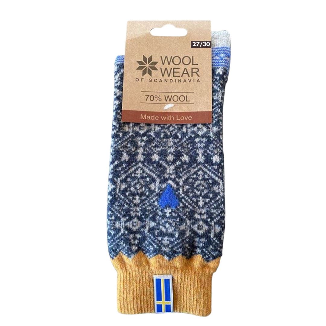 Wool Wear barn ullsockor 70% - Svenska flaggan & hjärta - 1par Apparel & Accessories Charm 