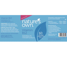Ladda upp bild till gallerivisning, Natures Own Vitamin B12 - 60 kapslar Natures Own