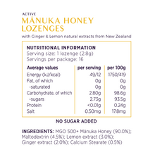 Ladda upp bild till gallerivisning, NUI 90% Manuka honung sugtabletter MGO 500+ - ingefära och citron, 16 st NUI