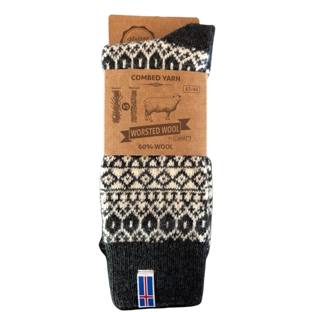 Wool Wear ullsockor 60% - kamgarnsull - Isländsk flaggan/grå - 1par Apparel & Accessories Charm
