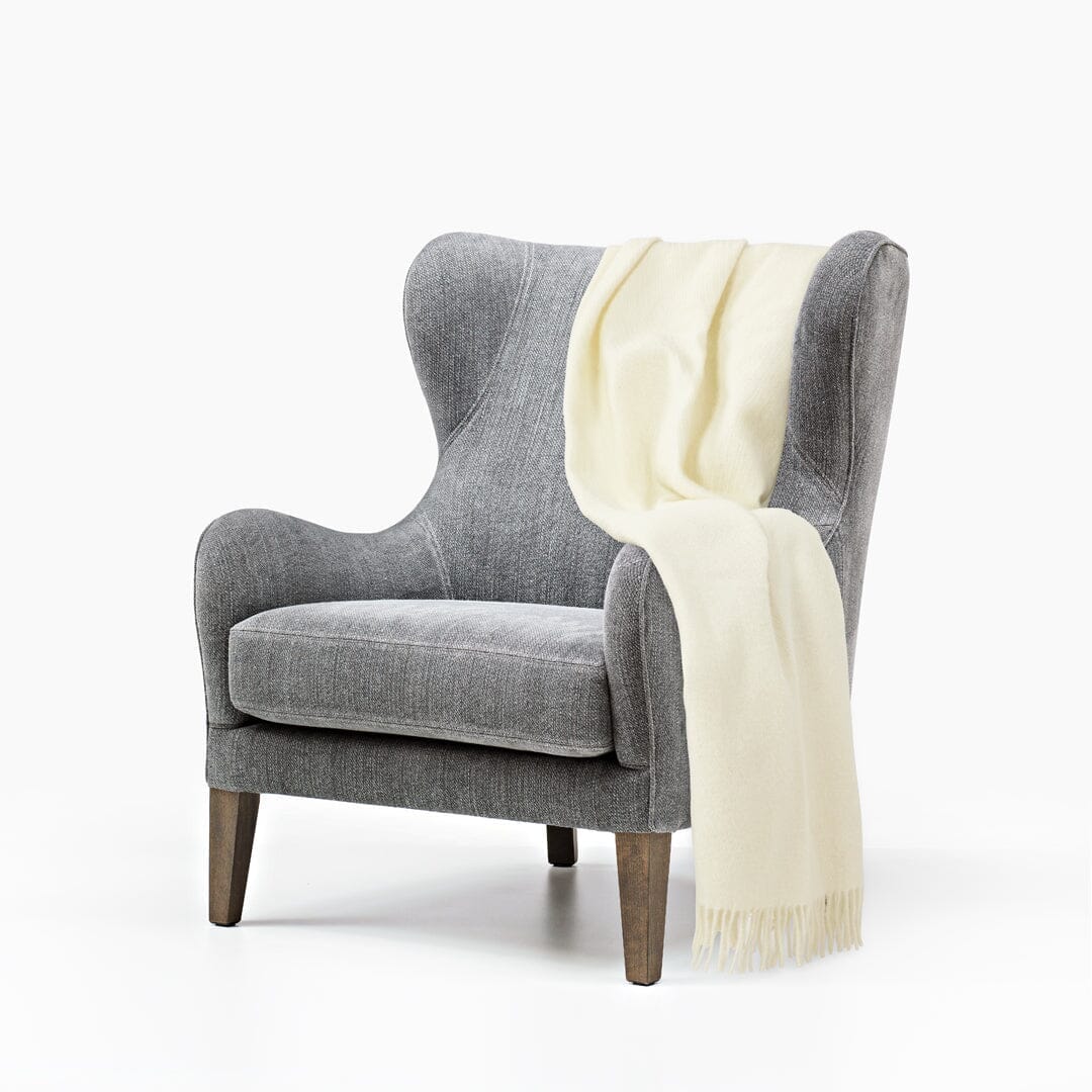 Læsø Garnspinderi Ullpläd - 140x240cm / vitt diagonal Læsø Garnspinderi 