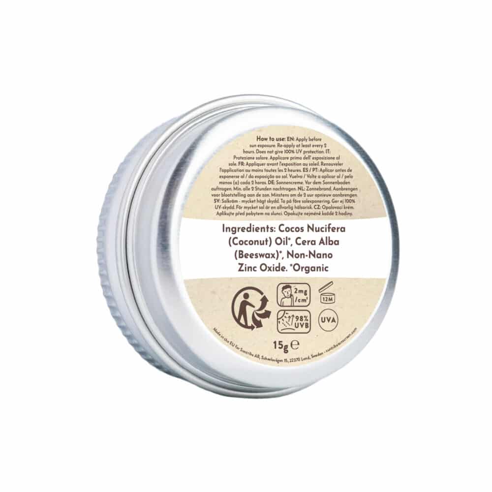 Suntribe - Face & Sport Mini Zinc Sunscreen - SPF50 - Original White, 15g Suntribe 