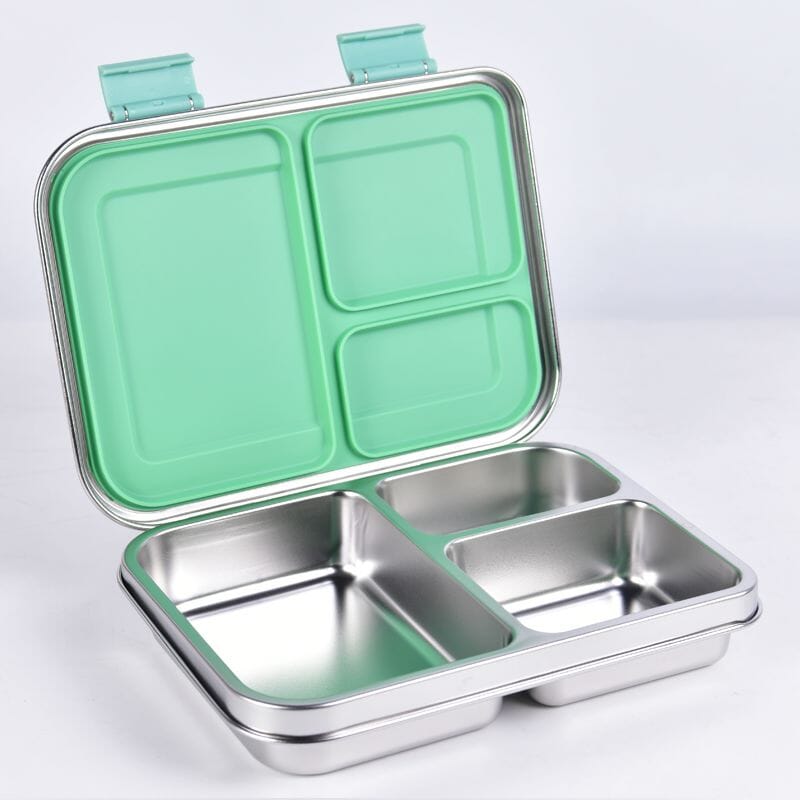 Suztain Lunchlåda i Rostfritt Stål – 3 Fack / Grön Suztain 