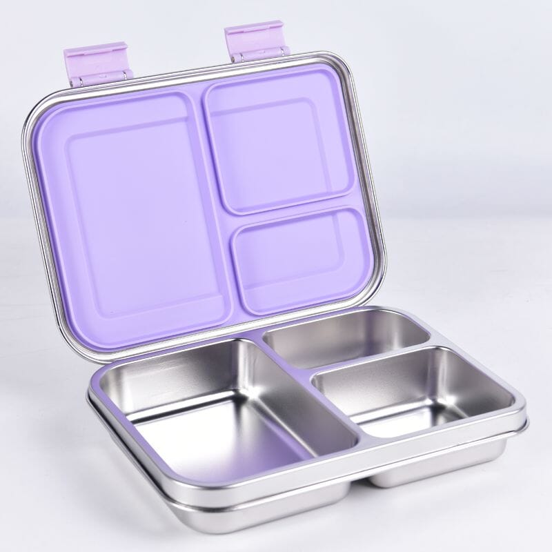 Suztain Lunchlåda i Rostfritt Stål – 3 Fack / Ljust lila Suztain 
