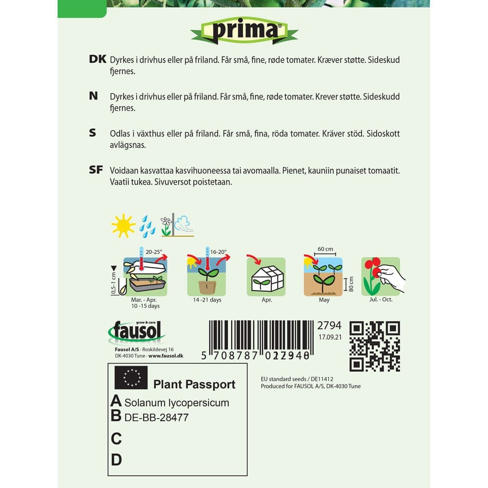 PRIMA® frön - Tomat, Körsbärs- PRIMA 