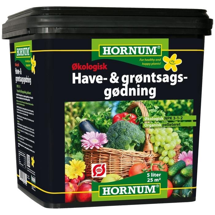HORNUM Ekologiskt NPK3-1-2 + mikro -gödselmedel, pellets/5 L Hornum 