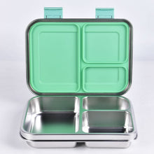Ladda upp bild till gallerivisning, Suztain Lunchlåda i Rostfritt Stål – 3 Fack / Grön Suztain 
