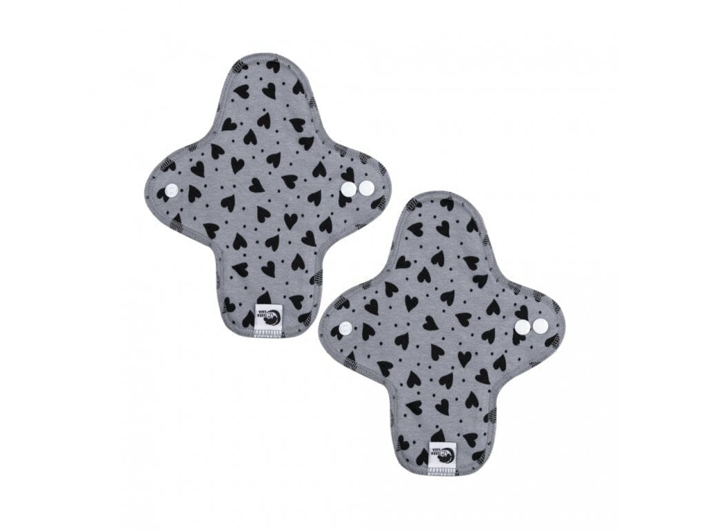 Terra Gaia Tygbindor / trosskydd Medium Flow - Grå/Hjärtan, 2pk Terra Gaia 