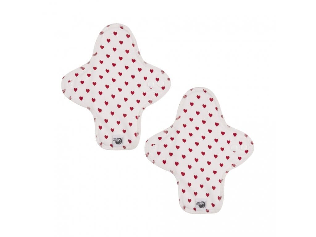 Terra Gaia Tygbindor / trosskydd Medium Flow - Vit/Hjärtan, 2pk Terra Gaia 