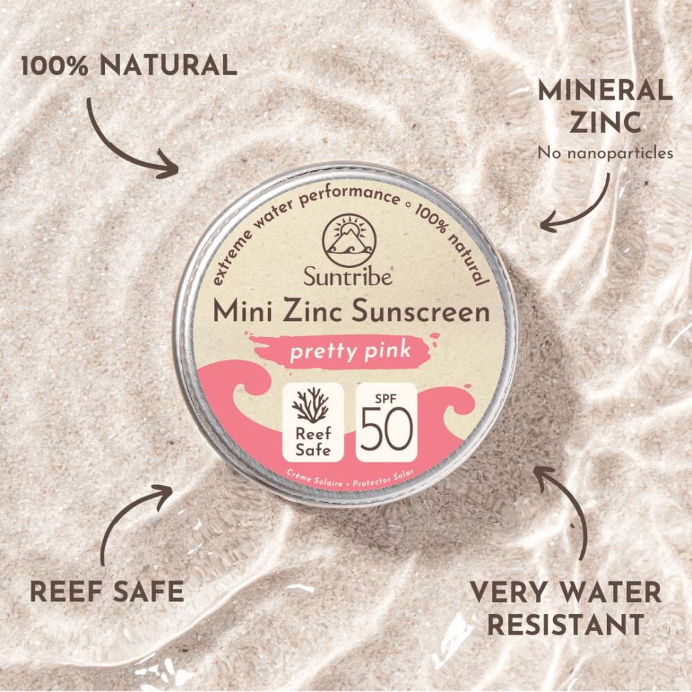 Suntribe Face & Sport Mini Zinc Sunscreen - SPF50 - Pretty Pink, 15g Suntribe 