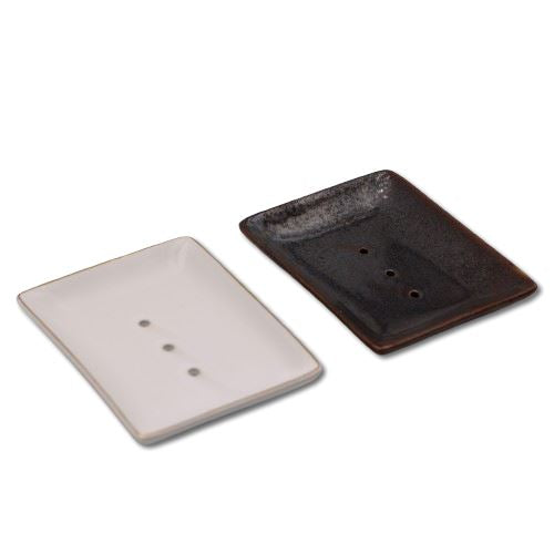 Suztain Tvålhållare - Mjukt Vit Porceläns Tvålkopp med Guldtonad Kant, 1 stk Suztain 