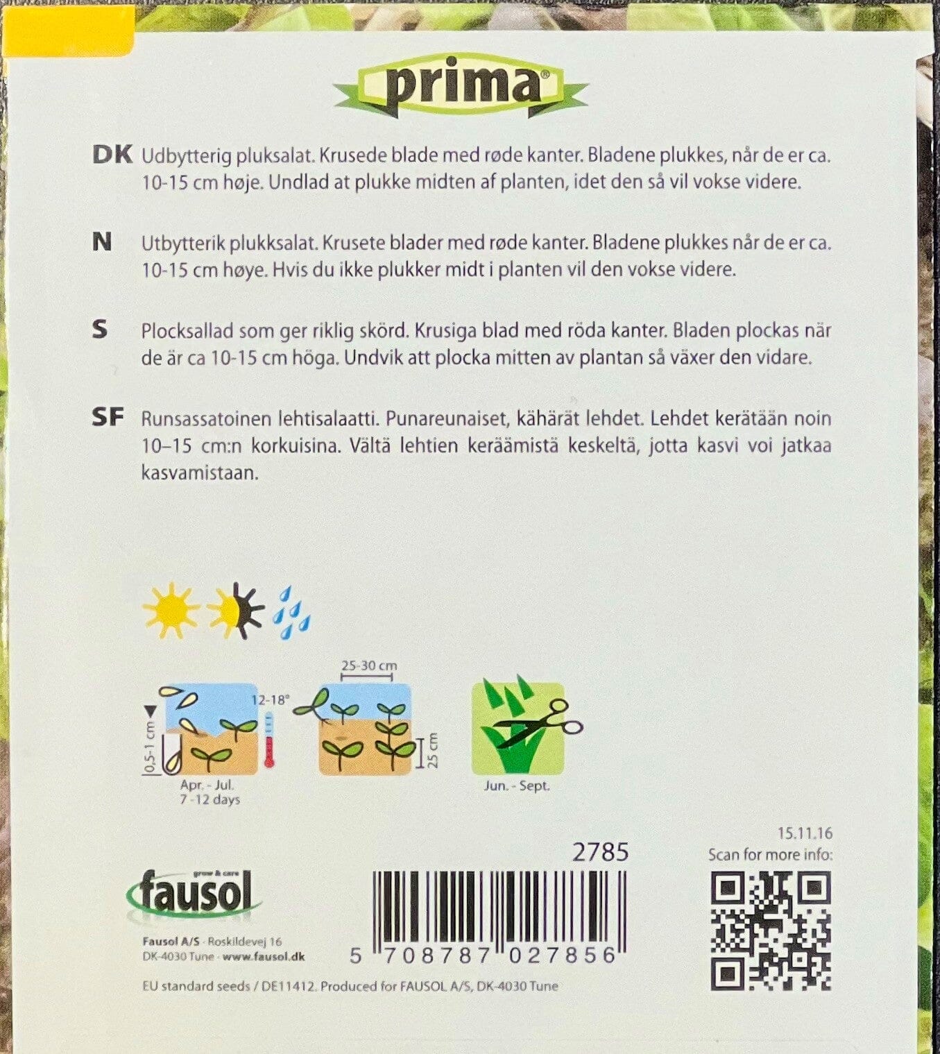 PRIMA® frön - Sallad, Plock- PRIMA 