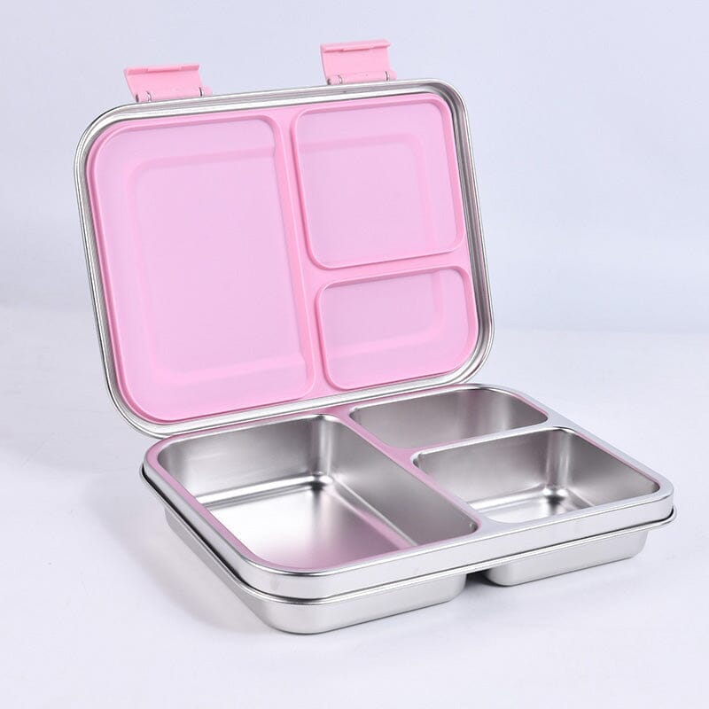 Suztain Lunchlåda i Rostfritt Stål – 3 Fack / Ljusrosa Suztain 