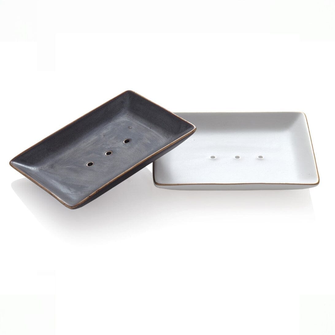 Suztain Tvålhållare - Mjukt Vit Porceläns Tvålkopp med Guldtonad Kant, 1 stk Suztain 