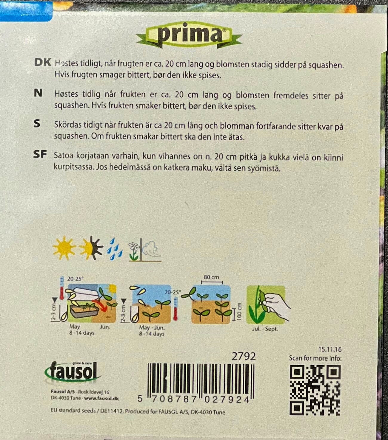 PRIMA® frön - Squash, Coucourzelle PRIMA 