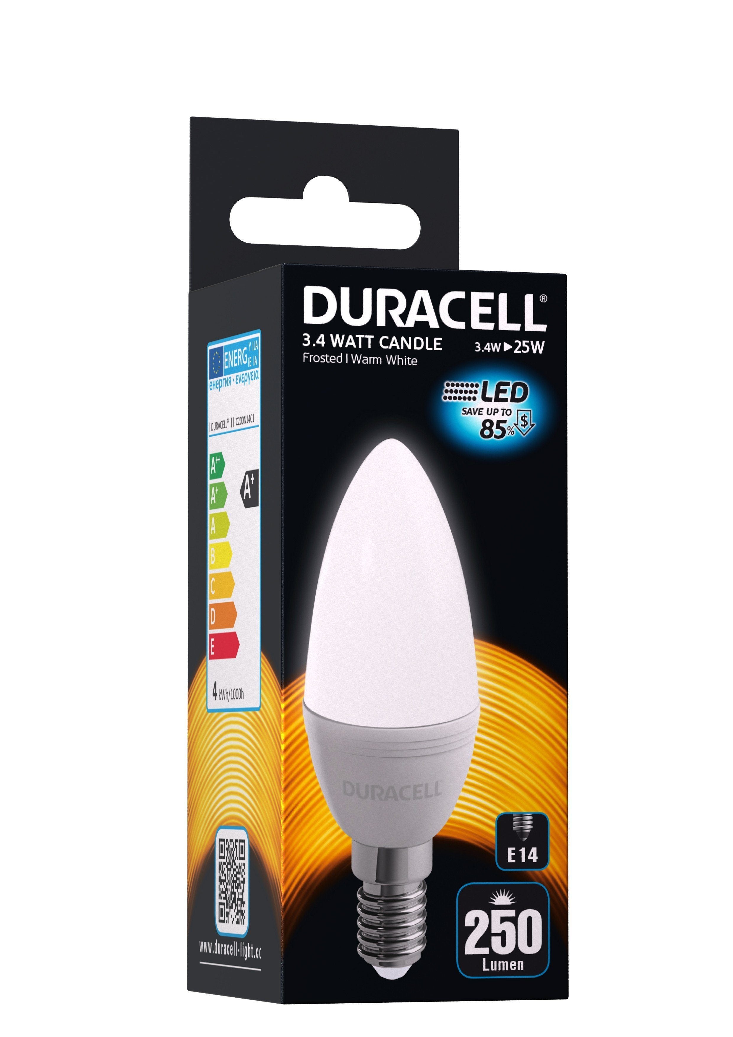 Duracell E14 LED kronljus lampa 250Lm 3.4W, 2700K Duracell 