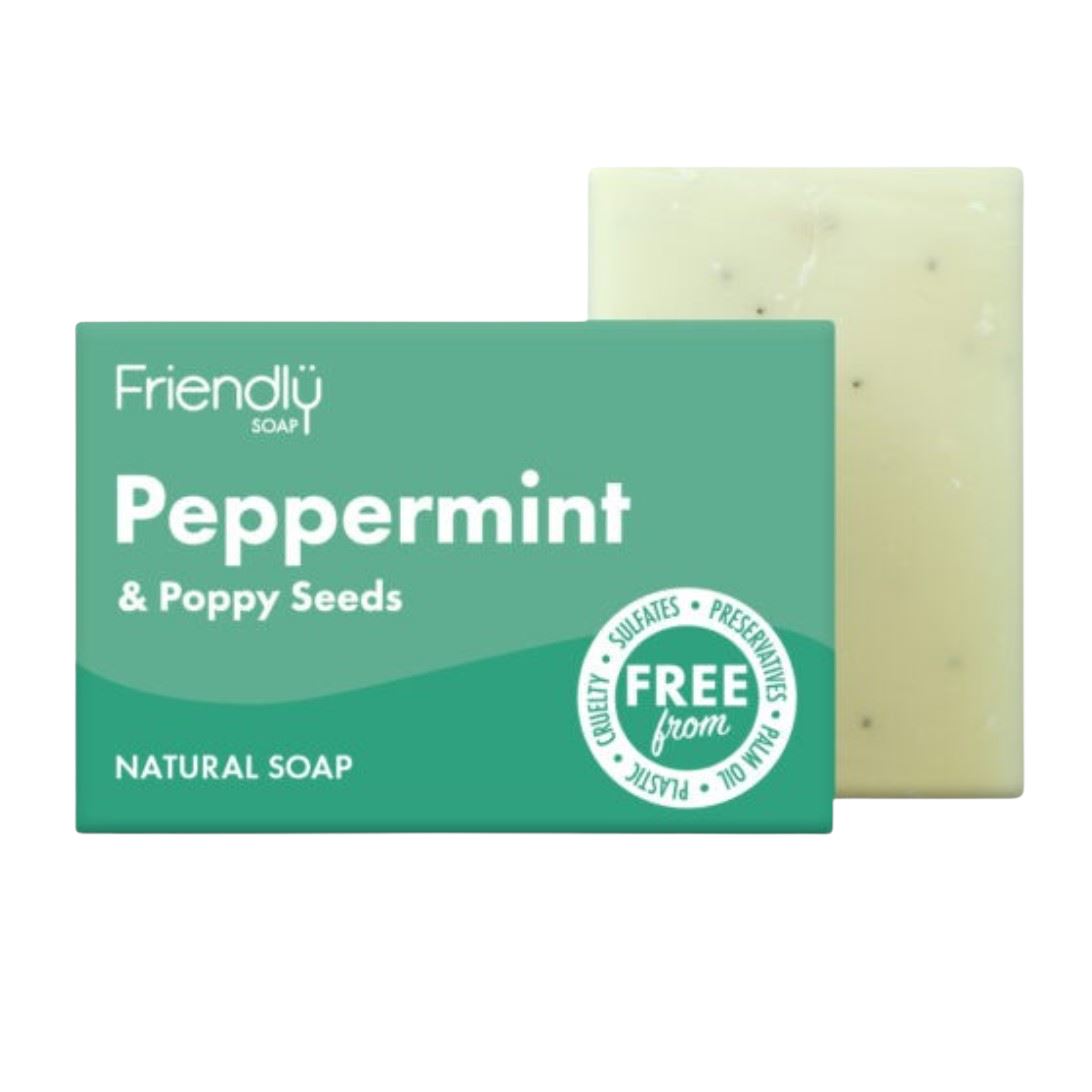 Friendly Mynte & vallmofrö tvål, 100% naturlig och vegansk Friendly Soap 