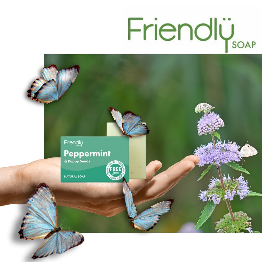 Friendly Mynte & vallmofrö tvål, 100% naturlig och vegansk Friendly Soap 