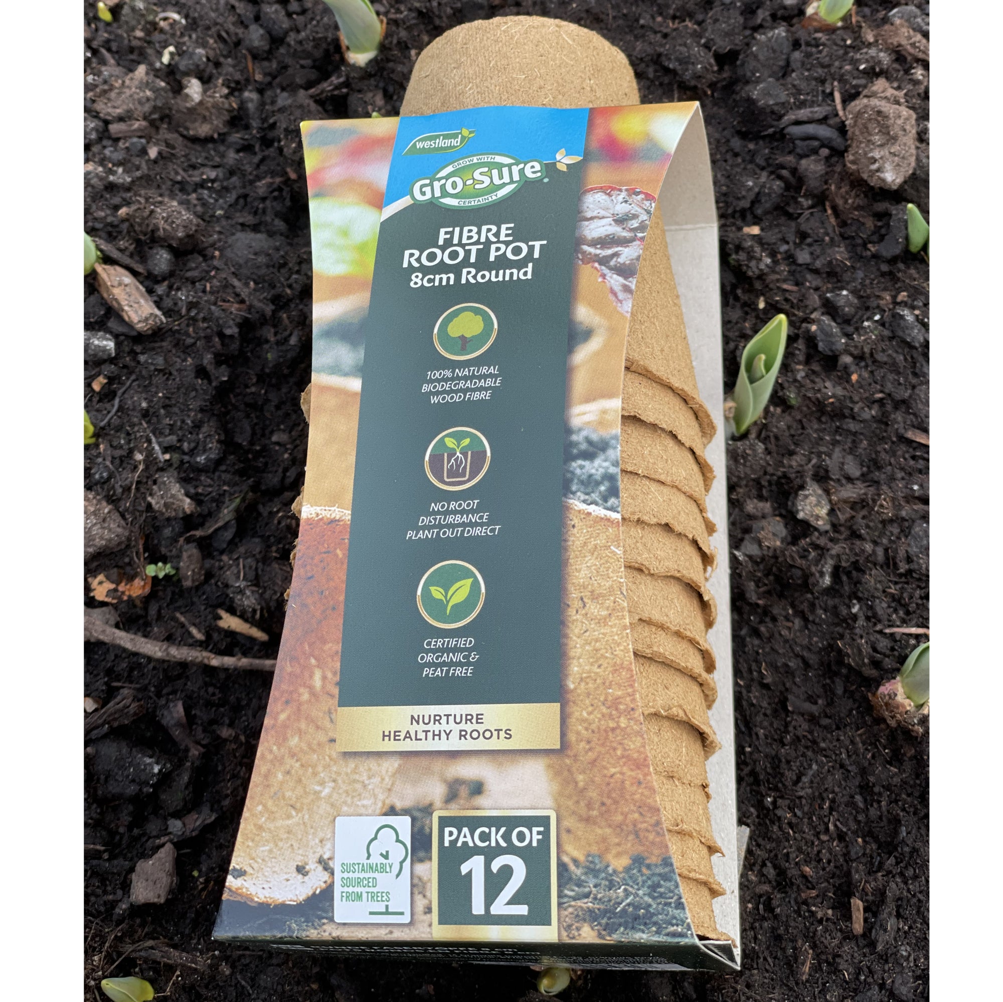 GroSure - Fiberkrukor / Fiberpots - Runda 8 cm / 12 st Gardman 