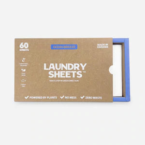 LAUNDRY SHEETS - STRIPSER TVÄTMEDEL (60 Tvättställ) - OCEAN BREEZE Laundry Sheets 