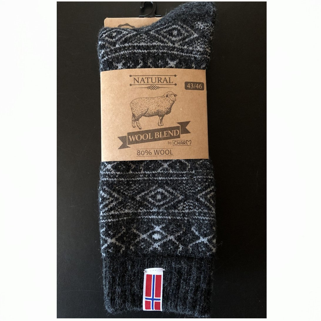Wool Wear ullsockor 80% - Norska flagga / kolgrå - 1par Apparel & Accessories Charm 43-46 