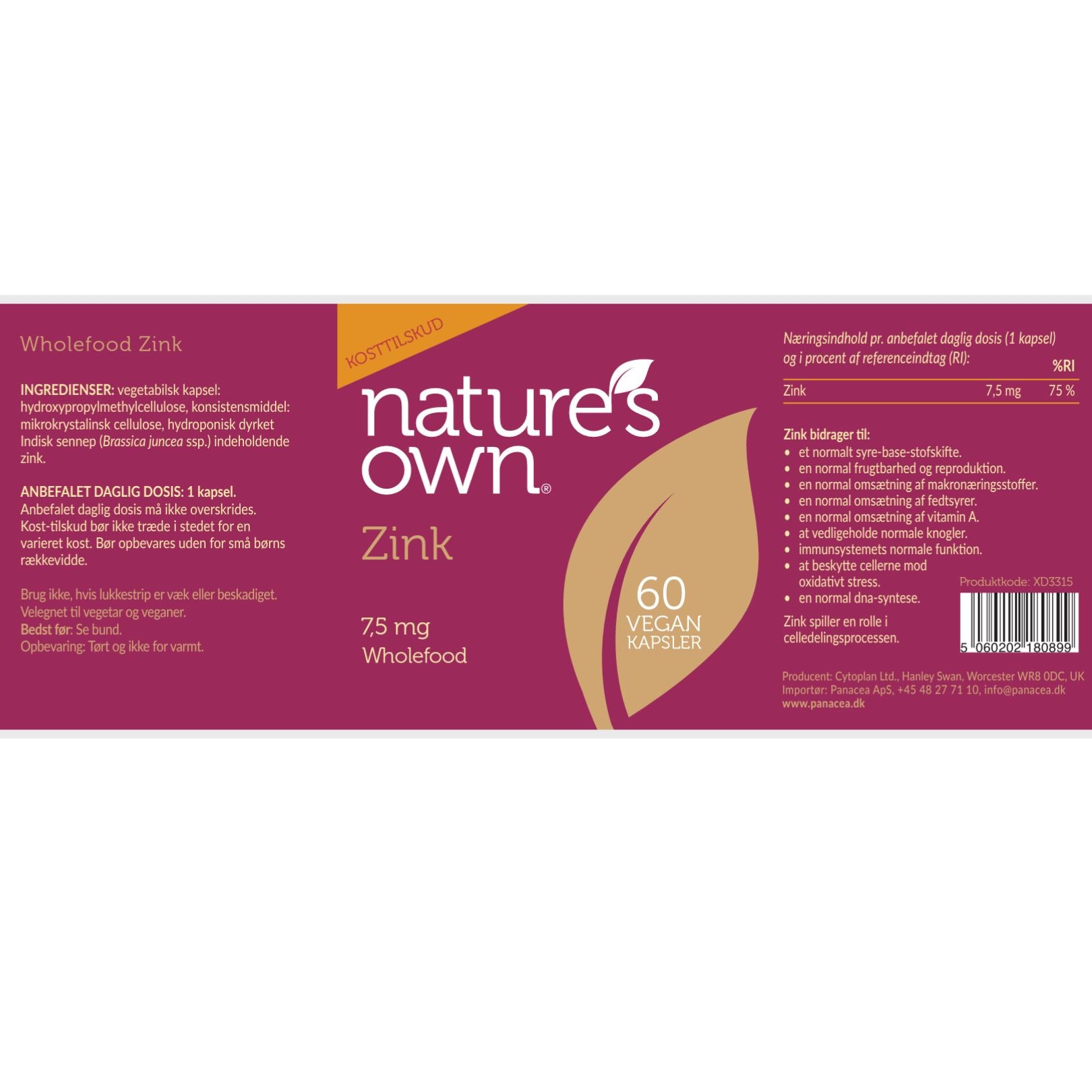 Natures Own Zinc - 60 kapslar Natures Own 