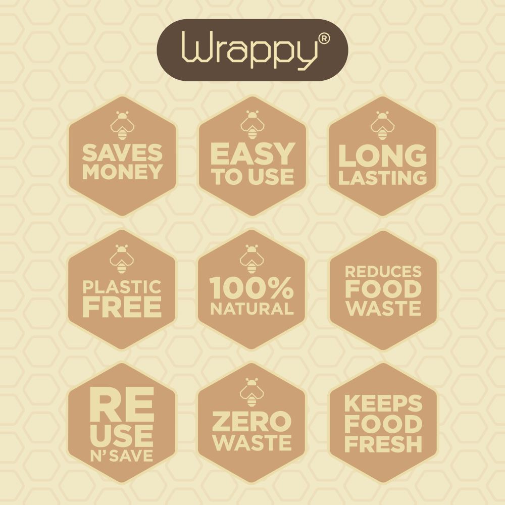 Wrappy återanvändbart alternativ till plastfilm/folie Mix Pack 3 ark Wrappy 